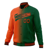 Custom Kelly-Green & Orange Gradient Varsity Jacket JA01240607JZ267