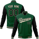 Custom Kelly-Green & Black Solid Color Varsity Jacket