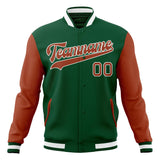 Custom Kelly-Green & Texas-Orange Solid Color Varsity Jacket JA01240607JZ271