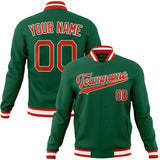 Custom Kelly-Green & Orange Solid Color Varsity Jacket