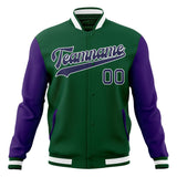 Custom Kelly-Green & Purple Solid Color Varsity Jacket JA01240607JZ273