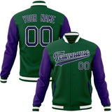 Custom Kelly-Green & Purple Solid Color Varsity Jacket