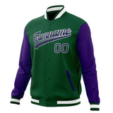 Custom Kelly-Green & Purple Solid Color Varsity Jacket JA01240607JZ273