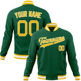 Custom Kelly-Green & Gold Solid Color Varsity Jacket