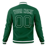 Custom Kelly-Green & White Solid Color Varsity Jacket JA01240607JZ275