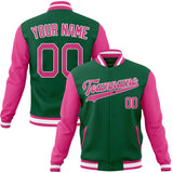 Custom Kelly-Green & Pink Solid Color Varsity Jacket JA01240607JZ276