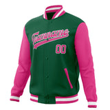 Custom Kelly-Green & Pink Solid Color Varsity Jacket JA01240607JZ276