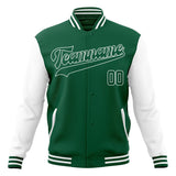 Custom Kelly-Green & White Solid Color Varsity Jacket JA01240607JZ277