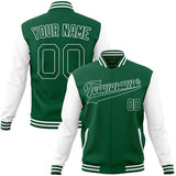 Custom Kelly-Green & White Solid Color Varsity Jacket