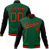 Custom Kelly-Green & Black Solid Color Varsity Jacket