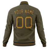 Custom Olive & Old-Gold Solid Color Varsity Jacket JA01240607JZ340