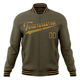 Custom Olive & Old-Gold Solid Color Varsity Jacket JA01240607JZ340