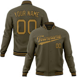 Custom Olive & Old-Gold Solid Color Varsity Jacket