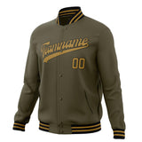 Custom Olive & Old-Gold Solid Color Varsity Jacket JA01240607JZ340