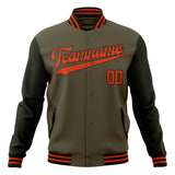 Custom Olive & Black Solid Color Varsity Jacket JA01240607JZ341