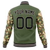 Custom Olive & Camo Palm Leaf 3D Pattern Varsity Jacket JA01240607JZ342