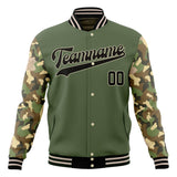 Custom Olive & Camo Palm Leaf 3D Pattern Varsity Jacket JA01240607JZ342