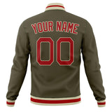 Custom Olive & Red Solid Color Varsity Jacket JA01240607JZ343