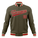 Custom Olive & Red Solid Color Varsity Jacket JA01240607JZ343