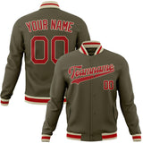 Custom Olive & Red Solid Color Varsity Jacket JA01240607JZ343