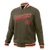 Custom Olive & Red Solid Color Varsity Jacket JA01240607JZ343