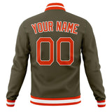 Custom Olive & Orange Solid Color Varsity Jacket JA01240607JZ344