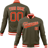 Custom Olive & Orange Solid Color Varsity Jacket JA01240607JZ344