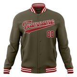 Custom Olive & Red Solid Color Varsity Jacket JA01240607JZ345