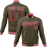 Custom Olive & Red Solid Color Varsity Jacket JA01240607JZ345