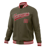 Custom Olive & Red Solid Color Varsity Jacket JA01240607JZ345