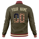 Custom Olive & Cream Vintage Usa Flag Varsity Jacket JA01240607JZ346