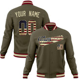 Custom Olive & Cream Vintage Usa Flag Varsity Jacket JA01240607JZ346