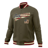 Custom Olive & Cream Vintage Usa Flag Varsity Jacket JA01240607JZ346