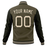 Custom Olive & Black Solid Color Varsity Jacket JA01240607JZ347