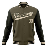 Custom Olive & Black Solid Color Varsity Jacket JA01240607JZ347