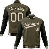 Custom Olive & Black Solid Color Varsity Jacket