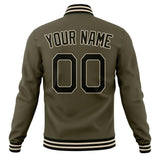 Custom Olive & Black Solid Color Varsity Jacket JA01240607JZ348