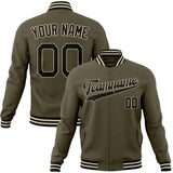 Custom Olive & Black Solid Color Varsity Jacket