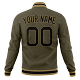 Custom Olive & Black Solid Color Varsity Jacket JA01240607JZ349