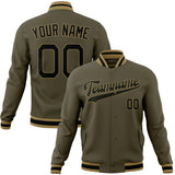 Custom Olive & Black Solid Color Varsity Jacket JA01240607JZ349