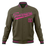 Custom Olive & Pink Solid Color Varsity Jacket JA01240607JZ350