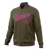 Custom Olive & Pink Solid Color Varsity Jacket JA01240607JZ350