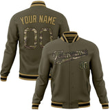 Custom Olive & Camo Solid Color Varsity Jacket