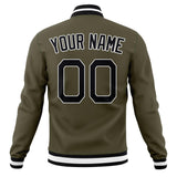 Custom Olive & Black Solid Color Varsity Jacket JA01240607JZ353