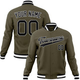 Custom Olive & Black Solid Color Varsity Jacket