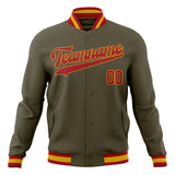 Custom Olive & Red Solid Color Varsity Jacket JA01240607JZ354