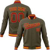 Custom Olive & Red Solid Color Varsity Jacket JA01240607JZ354