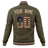 Custom Olive & Cream Vintage Usa Flag Varsity Jacket JA01240607JZ355