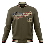 Custom Olive & Cream Vintage Usa Flag Varsity Jacket JA01240607JZ355