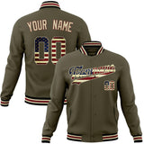 Custom Olive & Cream Vintage Usa Flag Varsity Jacket JA01240607JZ355